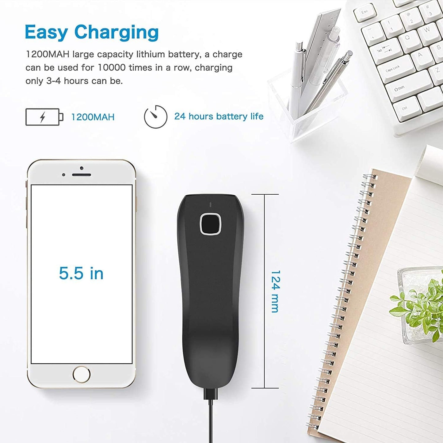 NETUM QR Code Scanner, Mini Barcode Scanner Bluetooth Compatible, Small Portable USB 1D 2D Bar Code Scanner for Inventory, 2.4G Cordless Image Reader for Tablet iPhone iPad Android iOS PC POS - C750 - PuriLite
