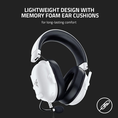 Razer BlackShark V2 X Gaming Headset: 7.1 Surround Sound - 50mm Drivers - Memory Foam Cushion - for PC, Mac, PS4, PS5, Switch - 3.5mm Audio Jack - White - PuriLite