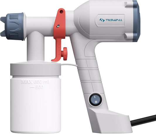 Tilswall HVLP Paint Sprayer, Ultra-Light Electric Spray Gun with 20 fl oz Detachable Cup, 2 Nozzles & 3 Patterns, Perfect for Furniture, Cabinets, Fence, Walls, Doors, Garden & DIY, White - PuriLite