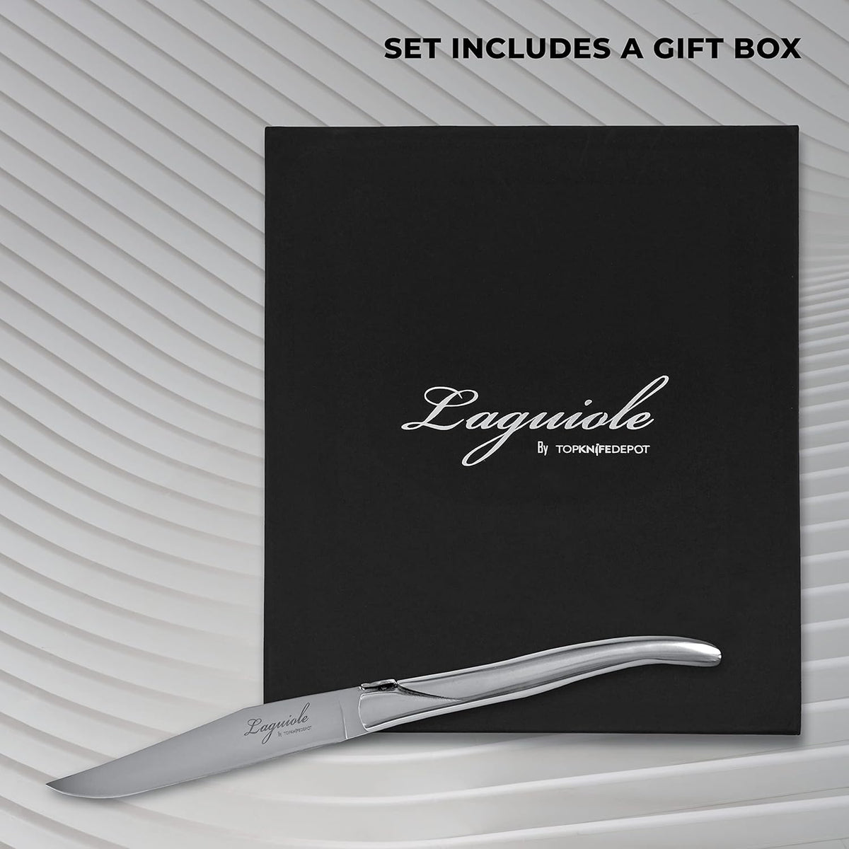 TopKnife Laguiole Forged Steak Knife Set (Set of 6) – Stainless Steel Handle - Gift Box Included - PuriLite