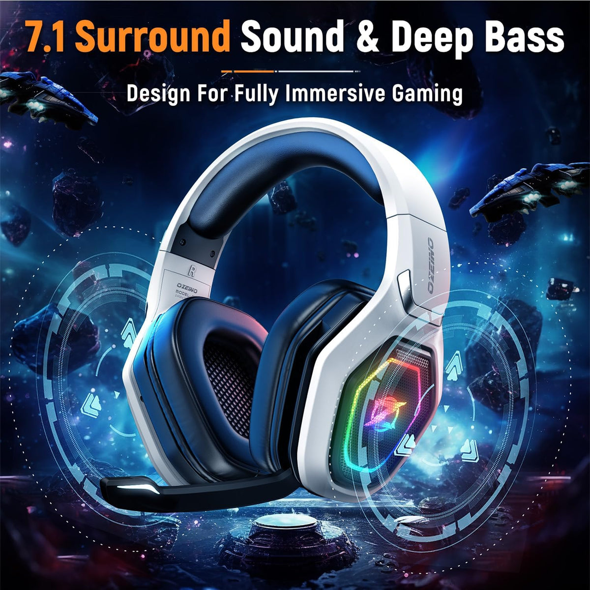 2.4GHz Wireless Gaming Headset for PC, Ps5, Ps4 - Lossless Audio USB & Type-C Ultra Stable Gaming Headphones with Flip Microphone, 40-Hr Battery Gamer Headset for Switch, Laptop, Mobile, Mac - PuriLite