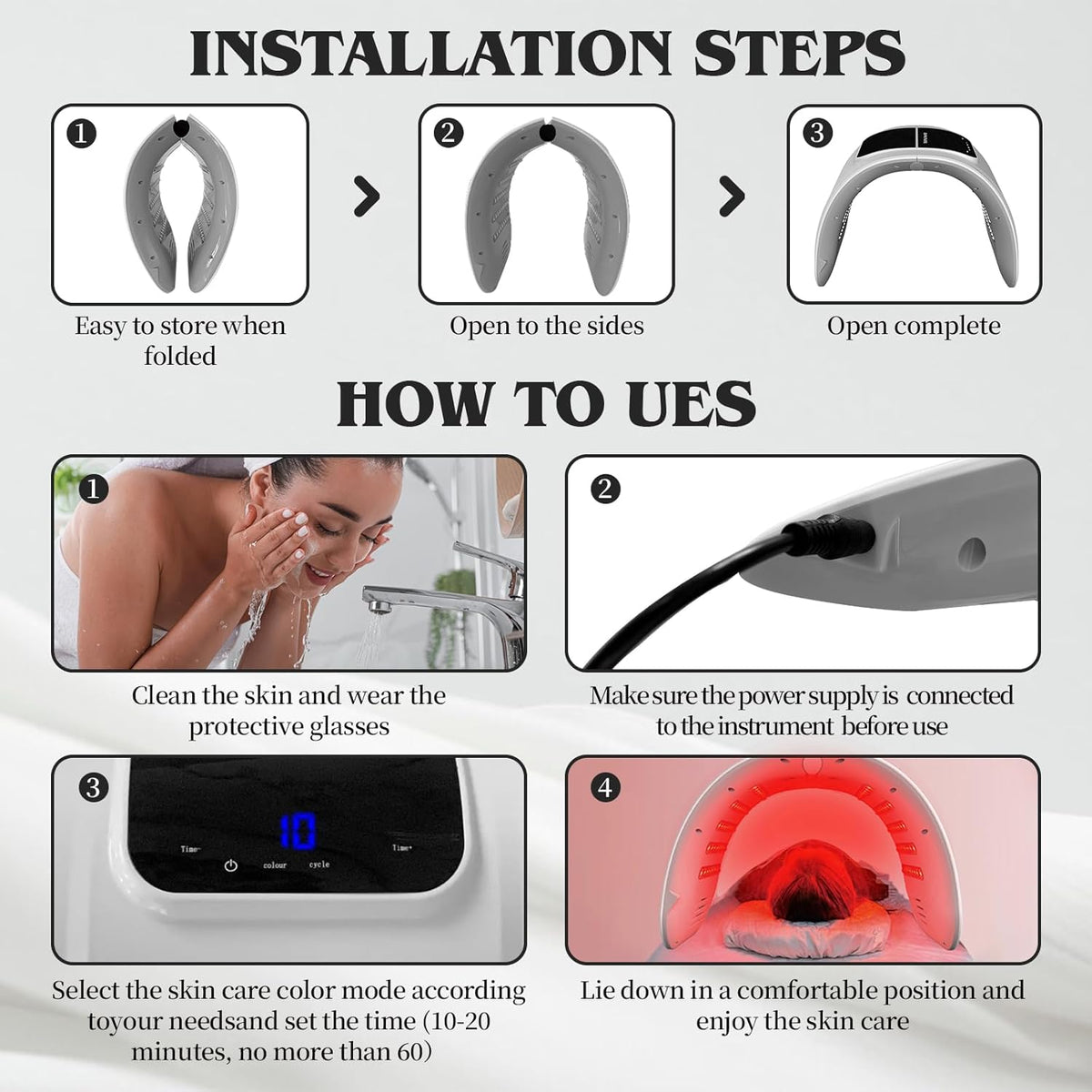 Beuwe Red-Light-for-Face，7 Colors LED Facial Mask Light Red Face Light Skin Care at Home - PuriLite