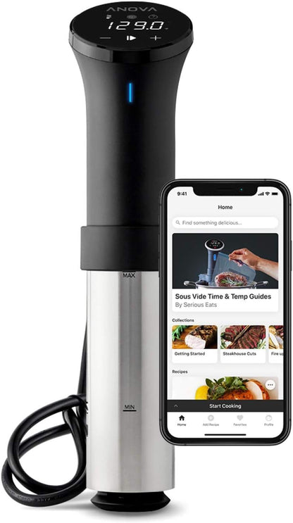 Anova Culinary AN500-US00 Sous Vide Precision Cooker (WiFi), 1000 Watts | Anova App Included, Black and Silver - PuriLite