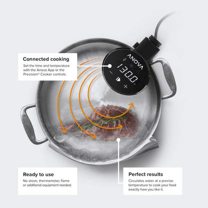 Anova Culinary AN500-US00 Sous Vide Precision Cooker (WiFi), 1000 Watts | Anova App Included, Black and Silver - PuriLite