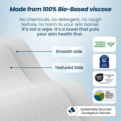 Clean Skin Club Clean Towels XL, 100% USDA Biobased Face Towel, Disposable Face Towelette, Makeup Remover Dry Wipes, Ultra Soft, 50 Ct, 1 Pack - PuriLite