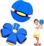 Magic Transforming Bouncing Ball with LED Lights Dual Shape Flying Saucer Toy for Kids Indoor Outdoor Play Blue - PuriLite