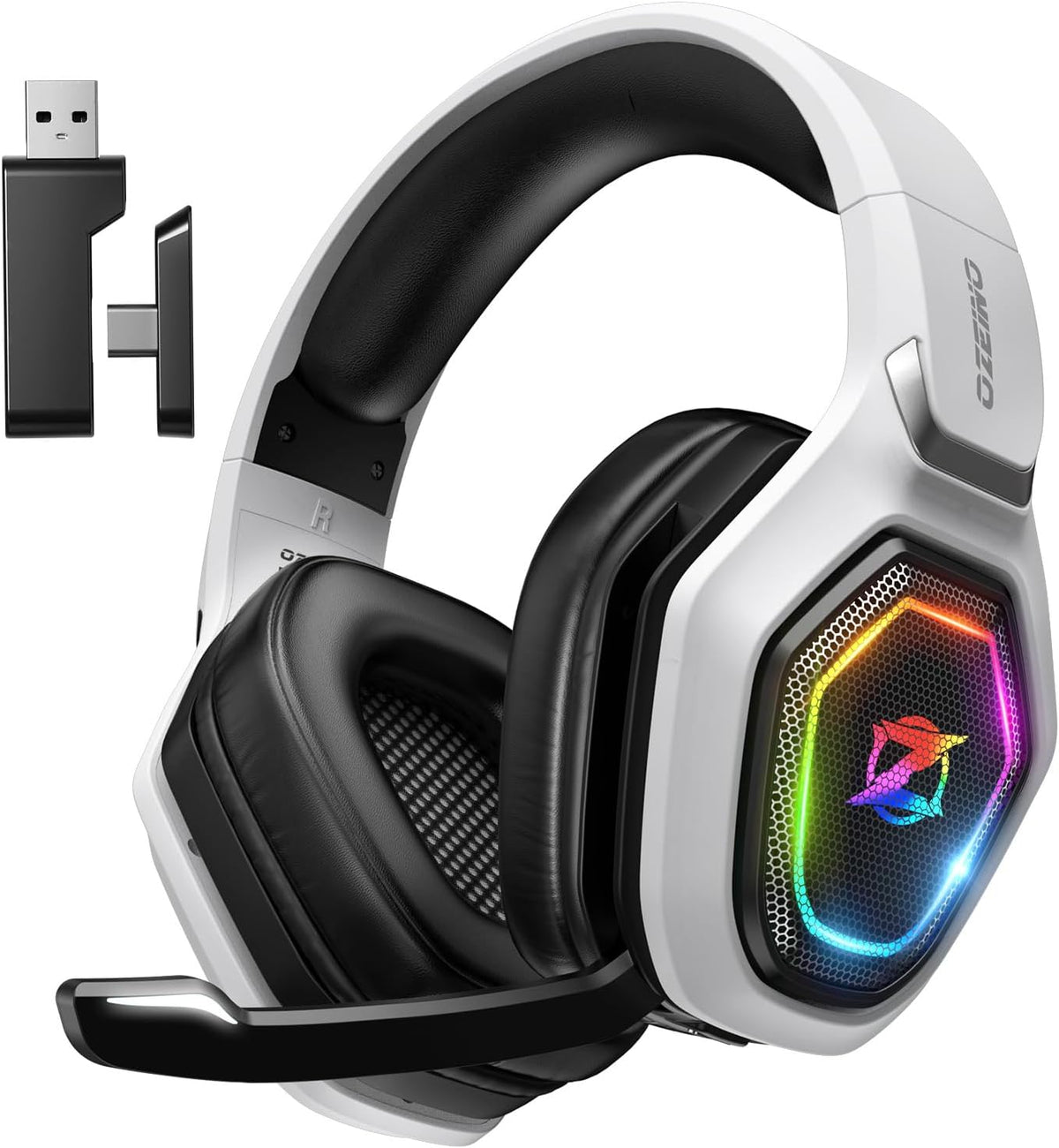 2.4GHz Wireless Gaming Headset for PC, Ps5, Ps4 - Lossless Audio USB & Type-C Ultra Stable Gaming Headphones with Flip Microphone, 40-Hr Battery Gamer Headset for Switch, Laptop, Mobile, Mac - PuriLite