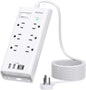 Power Strip Surge Protector - Addtam 10Ft Long Extension Cord with 6 Outlets and 4 USB Ports(2USB C), Flat Plug Overload Surge Protection Outlet Strip, Wall Mount for Home, Office and More - PuriLite