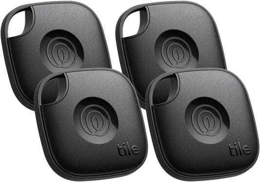 Tile by Life360 Mate (2024) Bluetooth Tracker, Keys Finder and Item Locator for Keys, Bags and More. Phone Finder. Both iOS and Android Compatible. 4-Pack (Black) - PuriLite