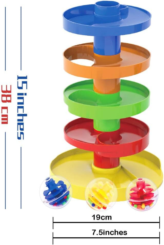 Montessori Ball Drop Toy for Toddlers 9 Months and Up Stackable Ramp Tower with Rattle Balls Early Learning STEM Toy - PuriLite