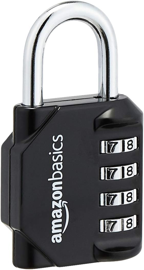 Amazon Basics 4-Digit Combination Padlock, Black, 2-Pack - PuriLite