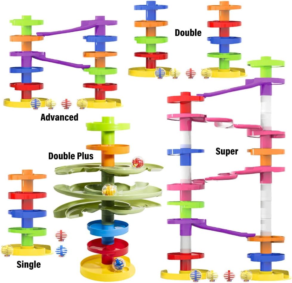 2-Way Ball Drop STEM Tower Toy for Toddlers 9 Months and Up Dual Direction Ramp Maze Montessori Fine Motor Learning Toy - PuriLite
