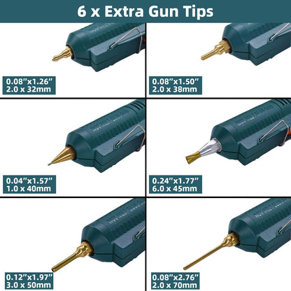 Full Size Hot Glue Gun, 150 Watts with 6 Copper Nozzles Temperature Adjustable Craft Repair Tool Professional Melting Glue Gun DIY Thermo Tool Include 5Pcs Highly Viscous Glue Sticks Luxury Set - PuriLite