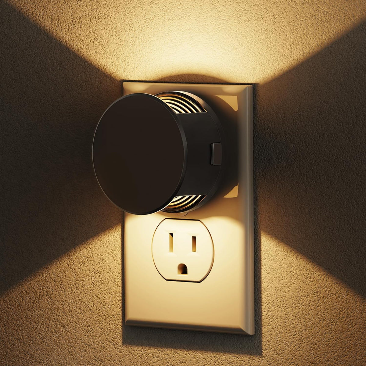 2-Pack Plug-In Night Light with Light Sensor 3-Level Brightness Adjustable 30/60/100LM Warm White 3000K for Hallway Bedroom Bathroom - PuriLite
