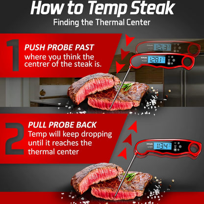 Digital Instant Read Meat Thermometer - Waterproof Kitchen Food Cooking Thermometer with Backlight LCD - Best Super Fast Electric Meat Thermometer Probe for BBQ Grilling Smoker Baking Turkey (Lime) - PuriLite