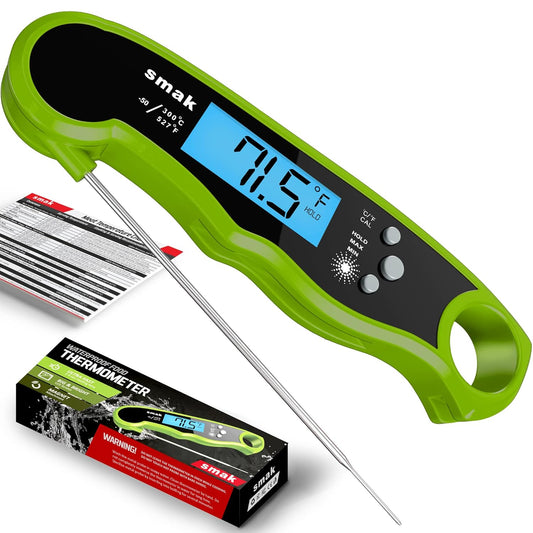 Digital Instant Read Meat Thermometer - Waterproof Kitchen Food Cooking Thermometer with Backlight LCD - Best Super Fast Electric Meat Thermometer Probe for BBQ Grilling Smoker Baking Turkey (Lime) - PuriLite