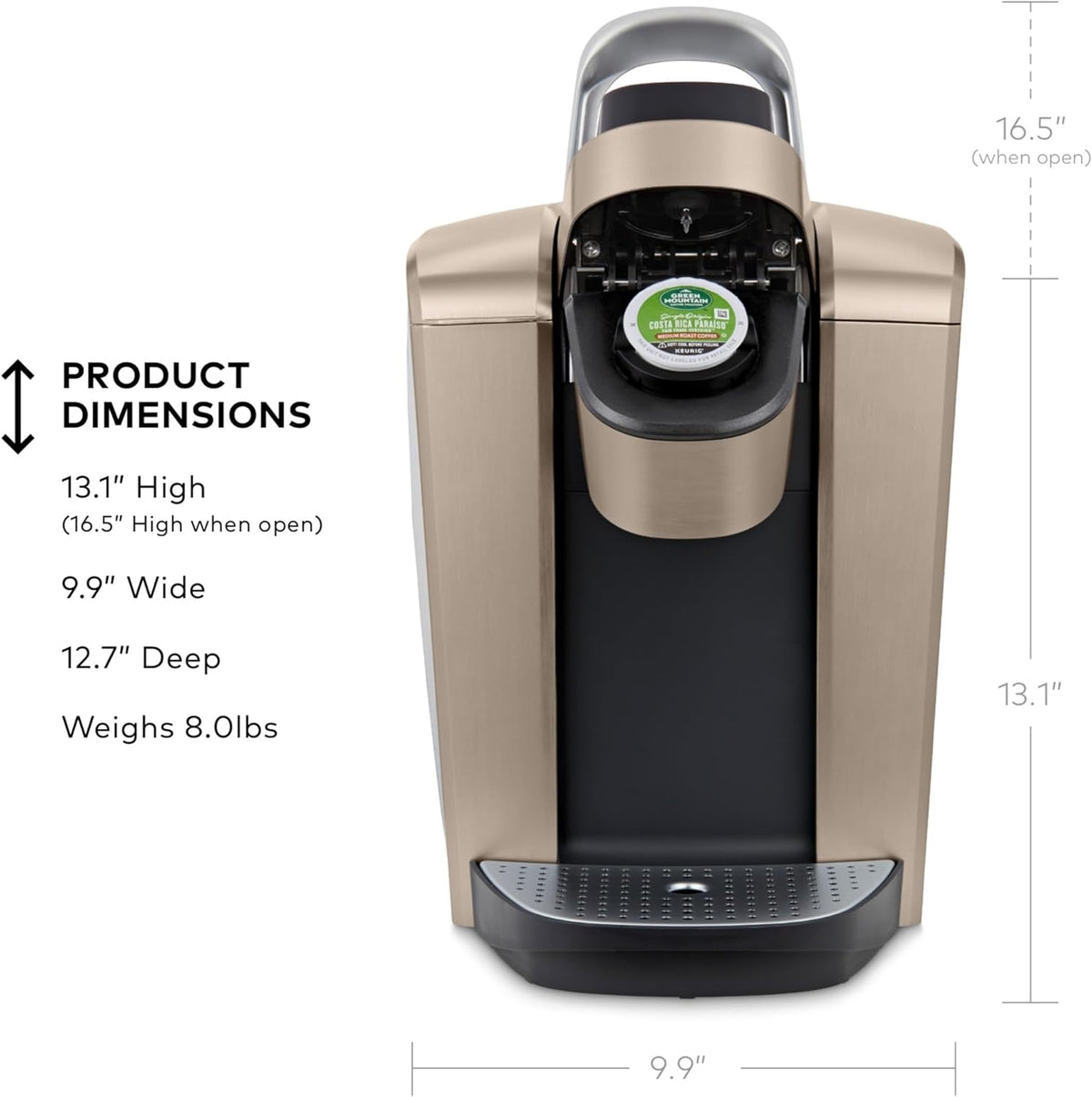Keurig K-Elite Single Serve K-Cup Pod Coffee Maker, Brushed Gold - PuriLite
