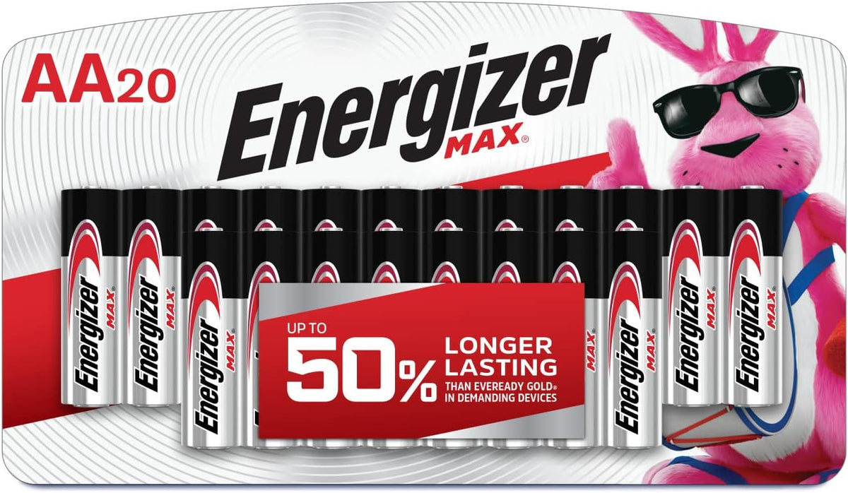 Energizer MAX AA Batteries (20 Pack), Double A Alkaline Batteries - PuriLite