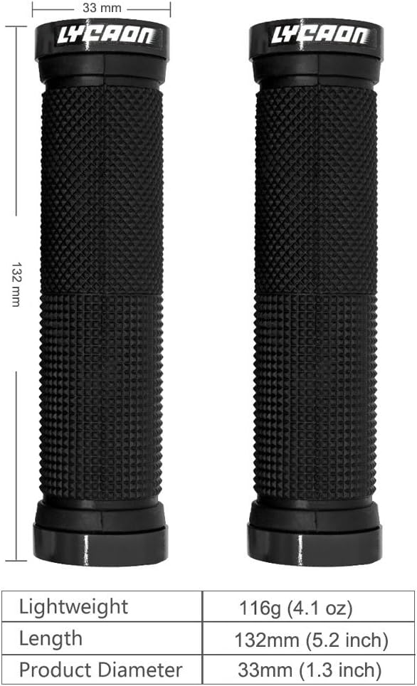 Bike Handlebar Grips Non-Slip-Rubber Adjustable Bicycle Handle Grip with Aluminum Lock Mountain Road Foldable Bike MTB BMX with Two End Caps - PuriLite
