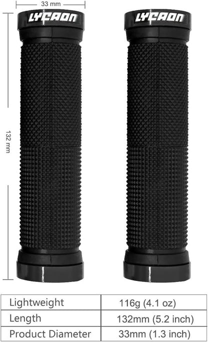 Bike Handlebar Grips Non-Slip-Rubber Adjustable Bicycle Handle Grip with Aluminum Lock Mountain Road Foldable Bike MTB BMX with Two End Caps - PuriLite
