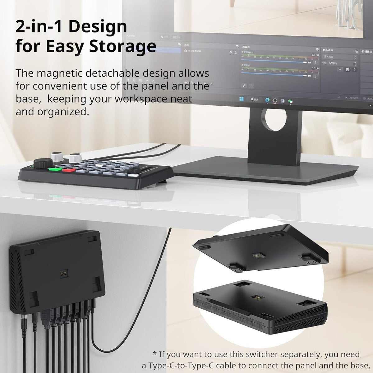 ULANZI DD02 Video Switcher for Live Streaming Support 4 Cameras HDMI Inputs and 4K Output, Video Switcher Live Production for OBS,vMix,VLC,PotPlaYer,YouTube for HDMI Live Stream Switcher - PuriLite