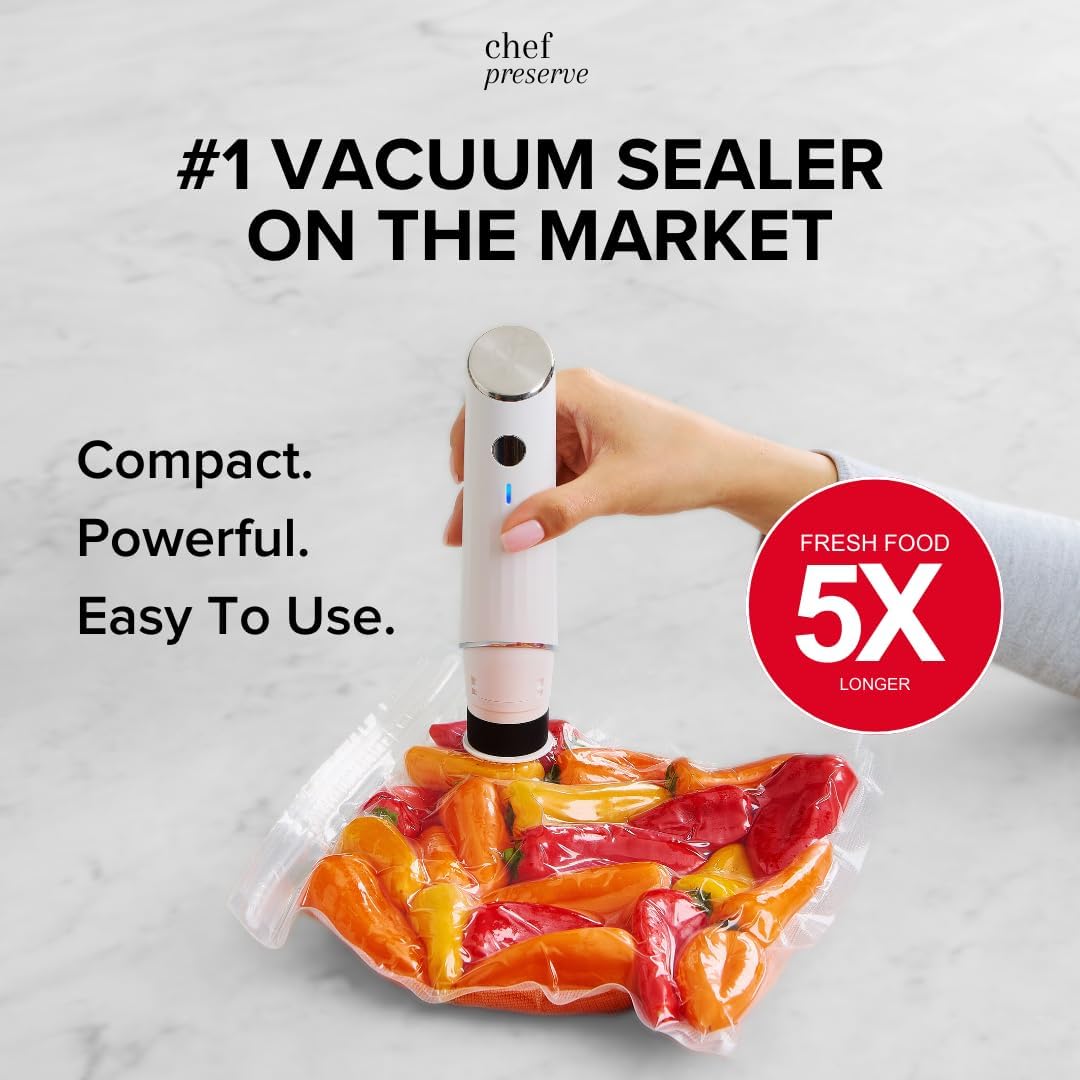 Compact Handheld Vacuum Sealer for Food with Reusable Bags Portable Automatic Food Preservation System - PuriLite