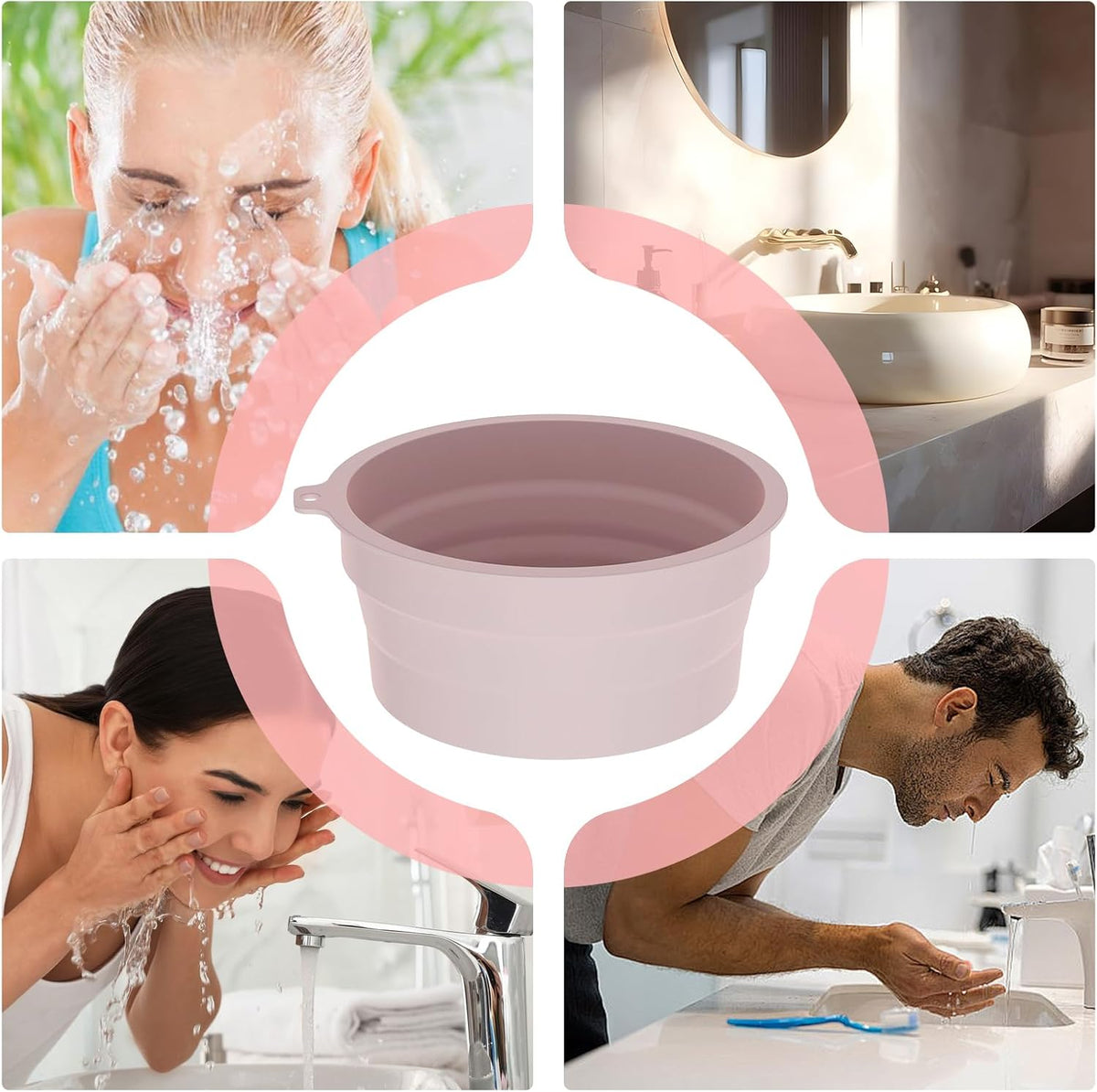Foldable Ice Bath Bowl, Silicone Beauty Skin Firming Washbasin | Ice Bowl for Face Cold Plunge Chiller,Ideal for Home, Vacation, Traveling, Hotel, Business Trip, Refreshing - PuriLite