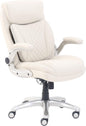 Amazon Basics Ergonomic Desk Office Chair, Flip-up Armrests, Adjustable Height, Cream Leather - PuriLite