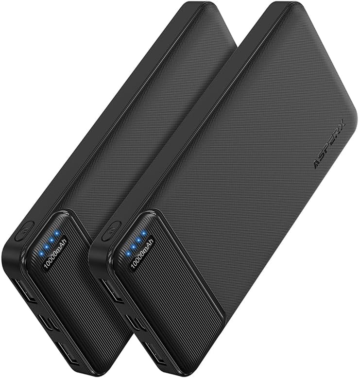 AsperX 2-Pack 10000mAh USB C Output Portable Charger Power Bank Fast Charging, Portable Battery Bank External Battery Pack Power Bank for iPhone 15/14/13/12/11, Google and Heated Vest - PuriLite
