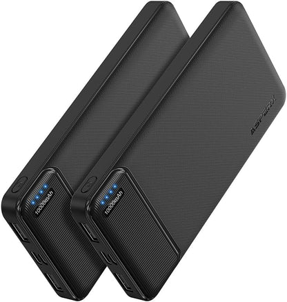 AsperX 2-Pack 10000mAh USB C Output Portable Charger Power Bank Fast Charging, Portable Battery Bank External Battery Pack Power Bank for iPhone 15/14/13/12/11, Google and Heated Vest - PuriLite