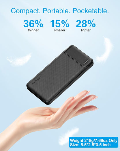 AsperX 2-Pack 10000mAh USB C Output Portable Charger Power Bank Fast Charging, Portable Battery Bank External Battery Pack Power Bank for iPhone 15/14/13/12/11, Google and Heated Vest - PuriLite