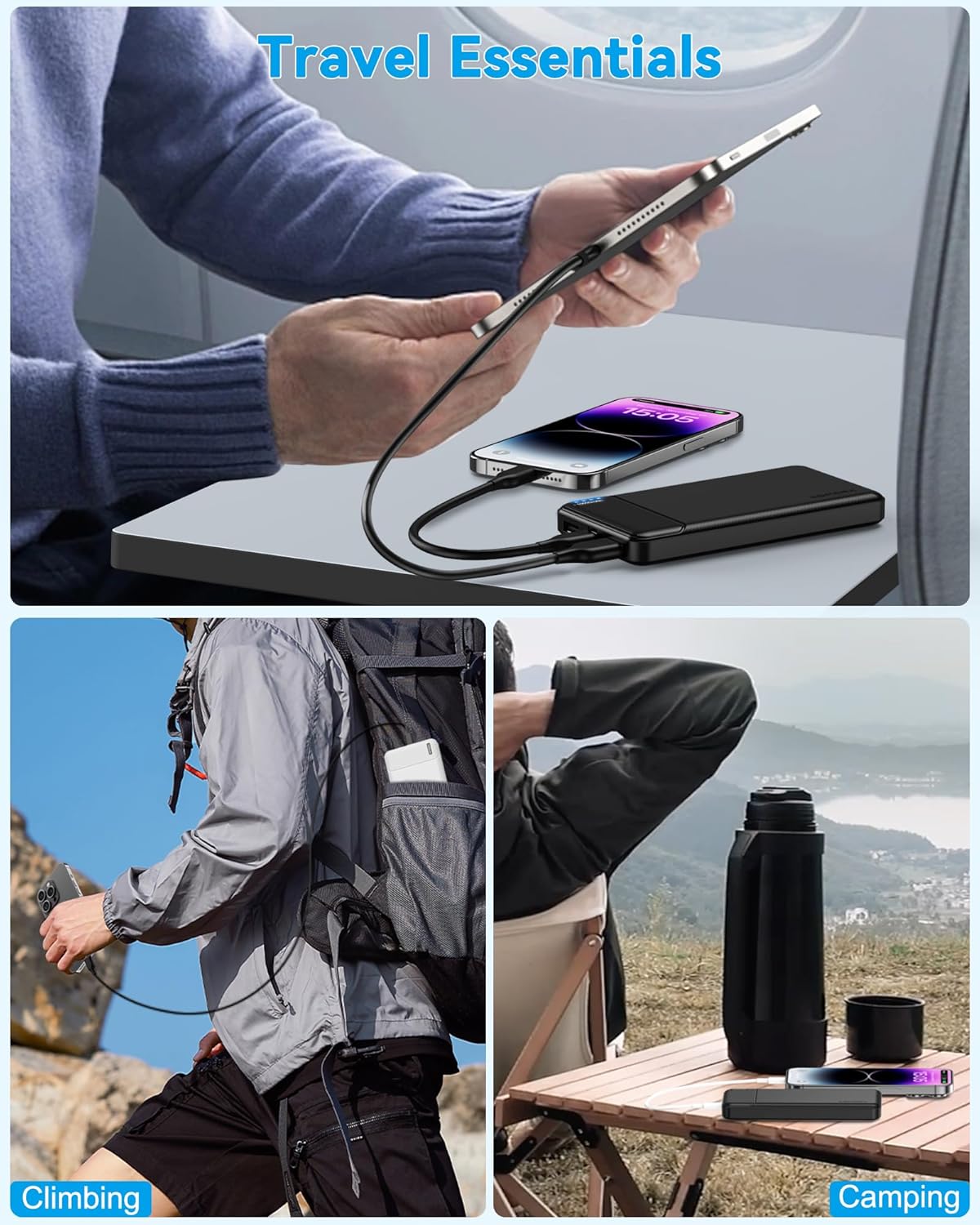 AsperX 2-Pack 10000mAh USB C Output Portable Charger Power Bank Fast Charging, Portable Battery Bank External Battery Pack Power Bank for iPhone 15/14/13/12/11, Google and Heated Vest - PuriLite
