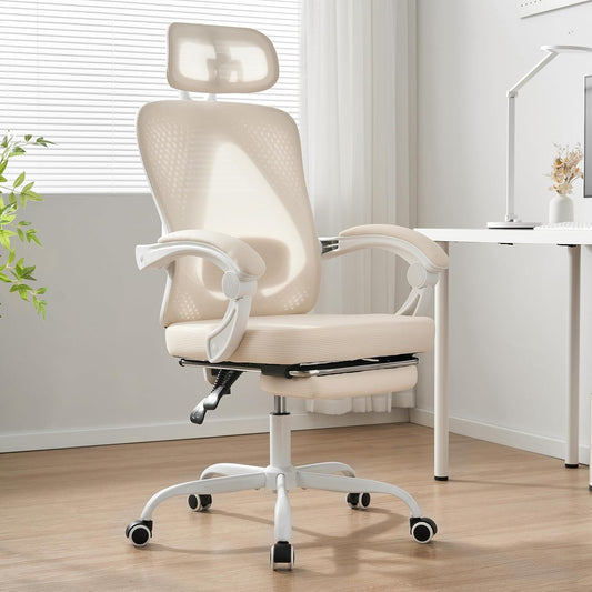 Ergonomic Office Chair, Adjustable Lumbar Support, 400LBS Capacity, Retractable Footrest, Breathable Mesh Back Gaming, Adjustable Headrest - PuriLite
