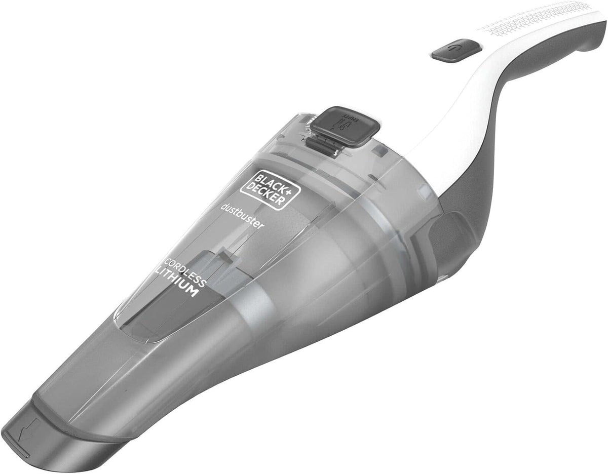 BLACK+DECKER dustbuster QuickClean Cordless Handheld Vacuum, White (HNVC215B10), Dirt Bowl and Fliter - PuriLite