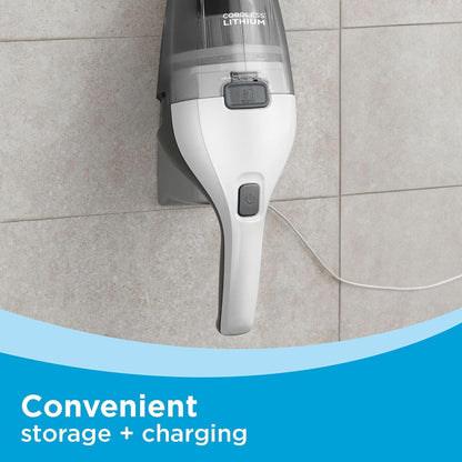 BLACK+DECKER dustbuster QuickClean Cordless Handheld Vacuum, White (HNVC215B10), Dirt Bowl and Fliter - PuriLite