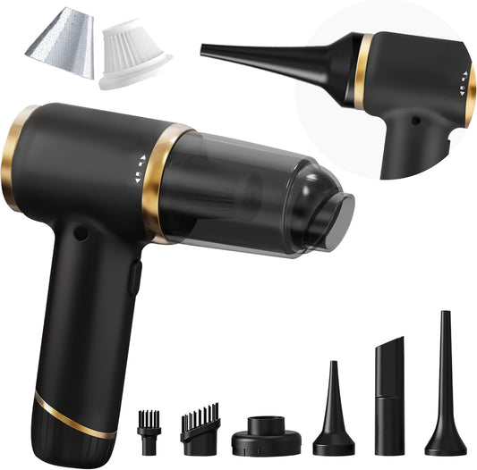 PATO 6-in-1 Cordless Handheld Vacuum, 20000PA Powerful Suction for Home, Car, Pet Hair, Portable Lightweight Cleaner Set, Includes Crevice Tool.Black - PuriLite