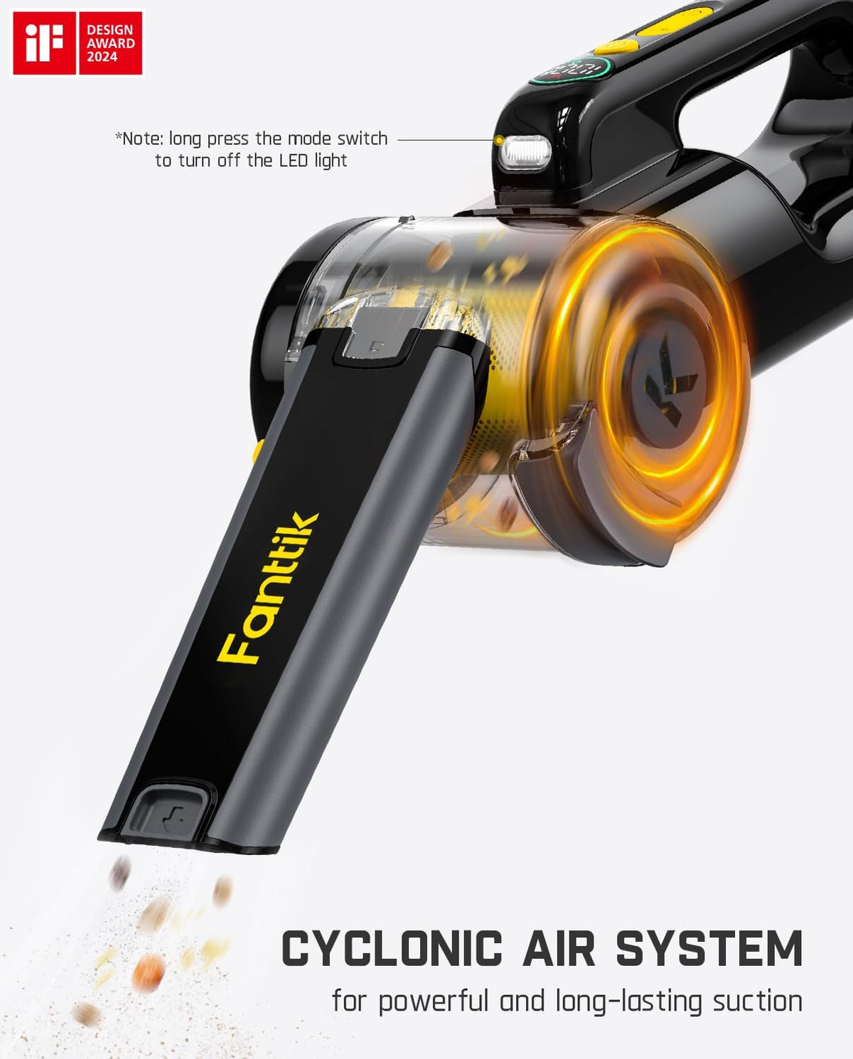 Fanttik Fold V10 Apex Pivot Car Vacuum, 17000Pa Handheld Vacuum Cordless High Power, Portable Vacuum, Smart LED Display, DynamicClean™ Vacuum for Car Home Pet (Deluxe with Flexible Hose&Pet Brush) - PuriLite