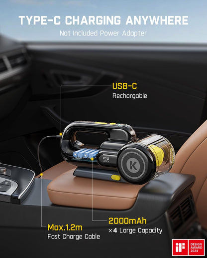 Fanttik Fold V10 Apex Pivot Car Vacuum, 17000Pa Handheld Vacuum Cordless High Power, Portable Vacuum, Smart LED Display, DynamicClean™ Vacuum for Car Home Pet (Deluxe with Flexible Hose&Pet Brush) - PuriLite