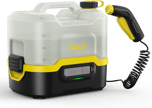 Fanttik NB8 Nano Portable Cordless Electric Sprayer w/2.1Gal Tank, Retractable Spray Head, 3*2600mAh Lithium Battery, IPX5, 72-98PSI, Portable Pressure Washer for Garden, Camping Shower, Pet Cleaning - PuriLite