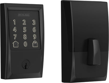 SCHLAGE Encode Smart WiFi Deadbolt with Century Trim in Matte Black (BE489WB CEN 622) - PuriLite