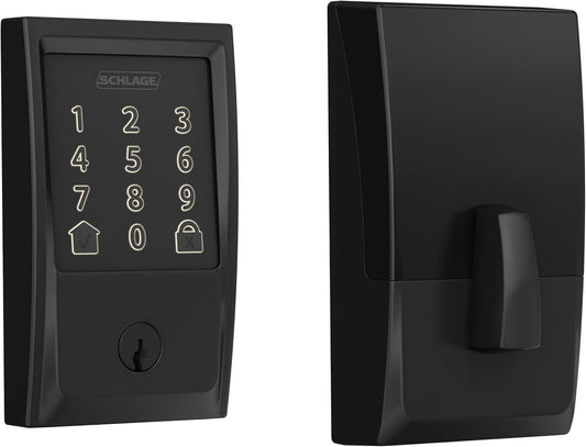 SCHLAGE Encode Smart WiFi Deadbolt with Century Trim in Matte Black (BE489WB CEN 622) - PuriLite