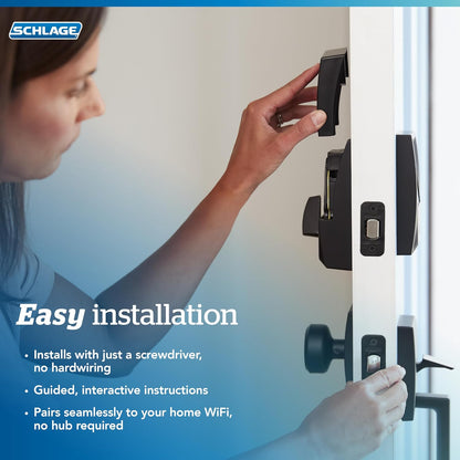 SCHLAGE Encode Smart WiFi Deadbolt with Century Trim in Matte Black (BE489WB CEN 622) - PuriLite