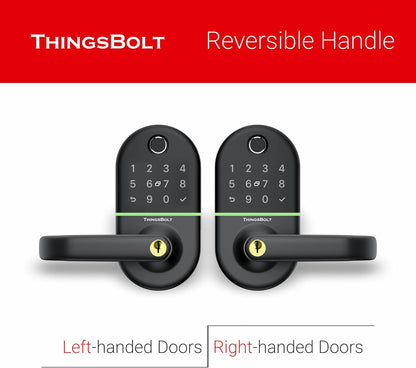 WiFi Smart Door Lock with Handle, THINGSBOLT Fingerprint Keyless Entry, Bluetooth & App Control, Alexa Compatible, Keypad & Key Access, Gateway Included (Black) - PuriLite