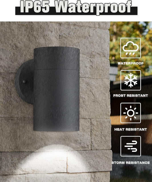 Ken & Ricky Outdoor Wall Sconce, Exterior Wall Light Fixtures, Cylinder Outside Lights for House Porch Garage Patio Doorway Entryway -2 Pack - PuriLite