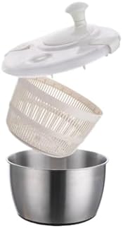 Salad Spinner, Large Stainless Steel Vegetable Washer, 5.3 Qt Plastic Lid for Washing Pasta and Fries, Durable Kitchen Tool - PuriLite