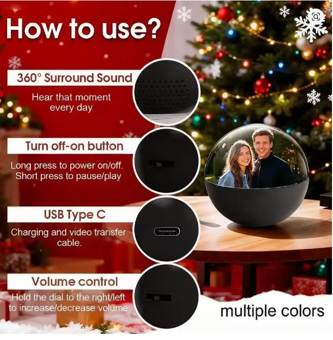 Purilite Select 3D Crystal Ball Video Player Audio Visual Memory Display Decorative Electronic Gift - PuriLite