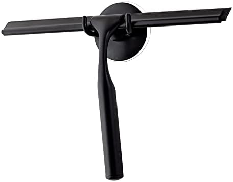 Ettori Shower Squeegee for Glass Doors, Squeegee for Shower Glass Door, Window and Car Glass, Mirrors - All-Purpose Stainless Steel Squeegee, 10 Inches and Black - PuriLite