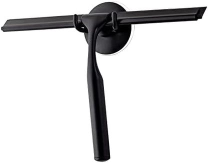 Ettori Shower Squeegee for Glass Doors, Squeegee for Shower Glass Door, Window and Car Glass, Mirrors - All-Purpose Stainless Steel Squeegee, 10 Inches and Black - PuriLite