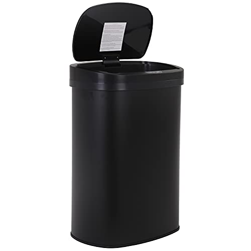 13 Gallon 50 Liter Garbage Can Kitchen Trash Can with Lid Automatic Sensor Touch Free Stainless Steel Waste Bin for Bathroom Bedroom Home Office,Black - PuriLite