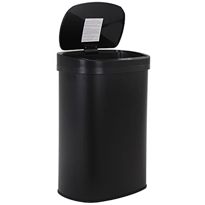 13 Gallon 50 Liter Garbage Can Kitchen Trash Can with Lid Automatic Sensor Touch Free Stainless Steel Waste Bin for Bathroom Bedroom Home Office,Black - PuriLite